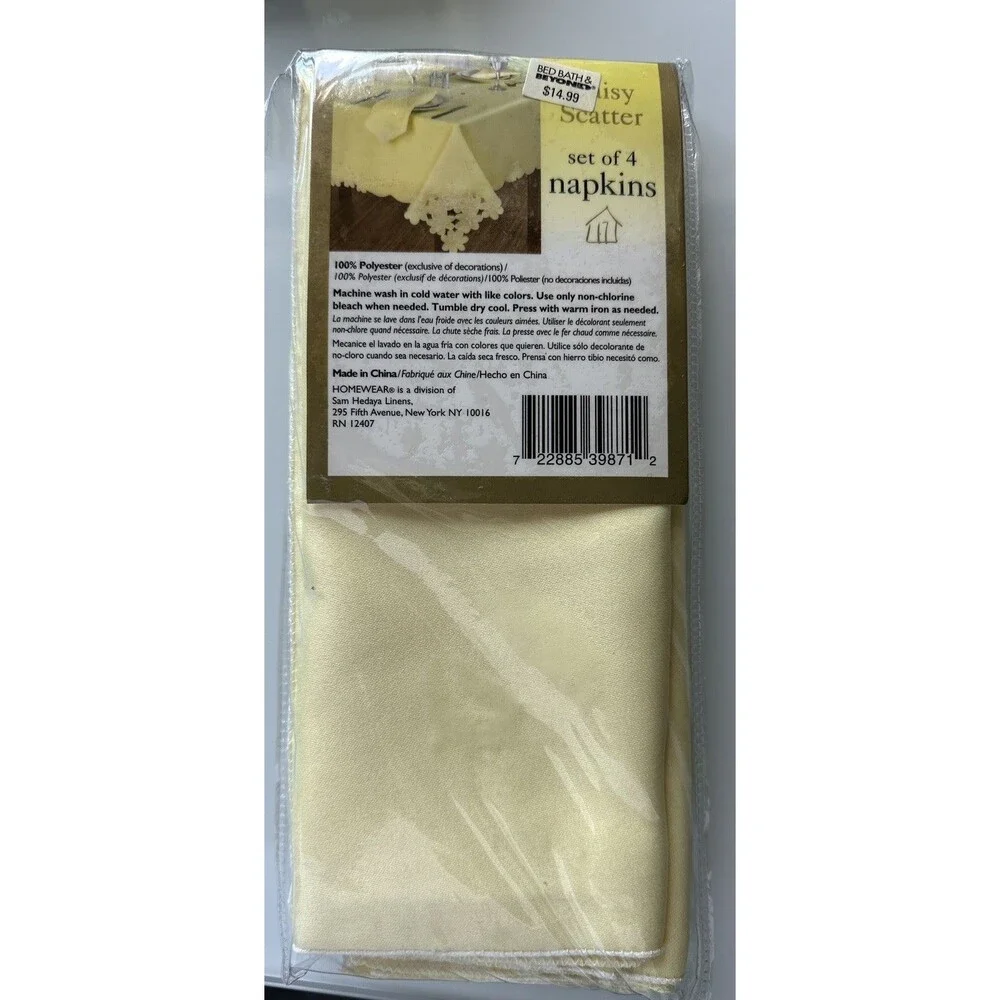 NWT Homewear Yellow Daisy Scatter Cloth Napkins set of 4 18